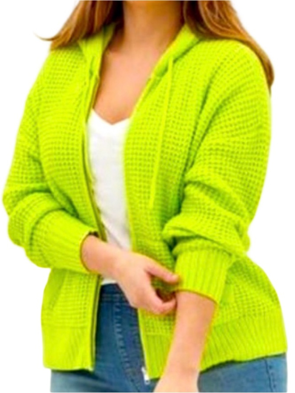 NWT torrid Neon Lime Hooded Zip-Front Cardigan 2X